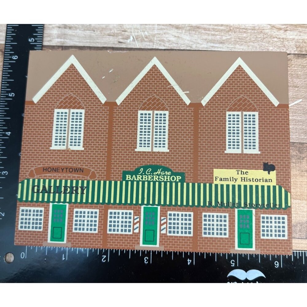Vintage The Cats Meow Village Honeytown Barbershop & Family Historian Wooden Col